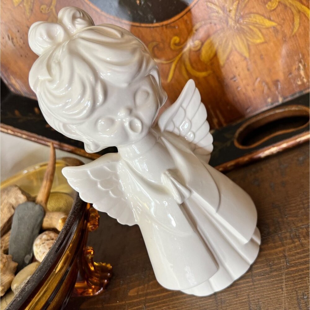 Vintage Ceramic Angel Figurine With Praying Hands
